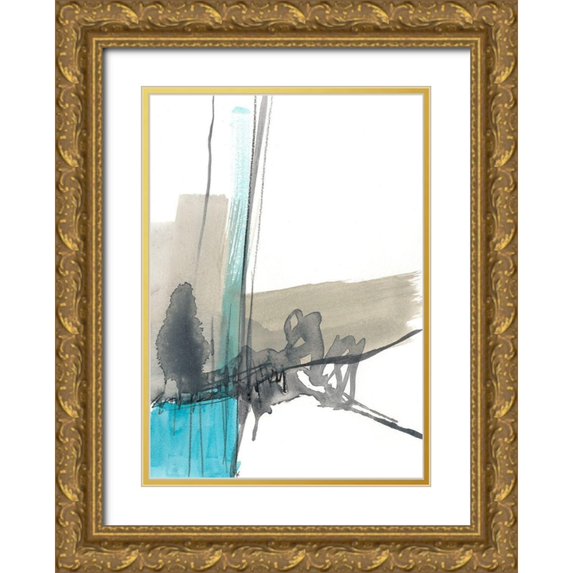 Goldberger, Jennifer 24x32 Gold Ornate Wood Framed with Double Matting Museum Art Print Titled - Kinetic Grid IX