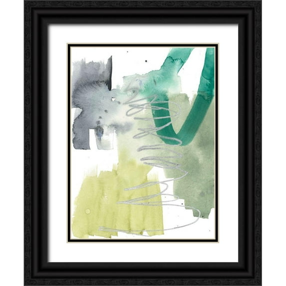 Goldberger, Jennifer 25x32 Black Ornate Wood Framed with Double Matting Museum Art Print Titled - Graffiti Green IV