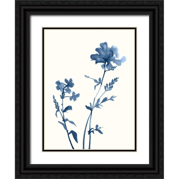 Goldberger, Jennifer 25x32 Black Ornate Wood Framed with Double Matting Museum Art Print Titled - Indigo Wildflowers VI
