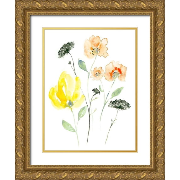 Goldberger, Jennifer 25x32 Gold Ornate Wood Framed with Double Matting Museum Art Print Titled - Bright Wildflowers II