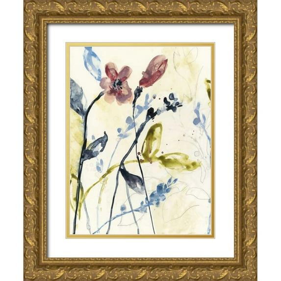 Goldberger, Jennifer 25x32 Gold Ornate Wood Framed with Double Matting Museum Art Print Titled - Flowing Stems I