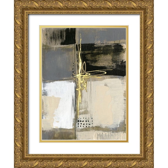 Goldberger, Jennifer 25x32 Gold Ornate Wood Framed with Double Matting Museum Art Print Titled - Neutral Divisions III