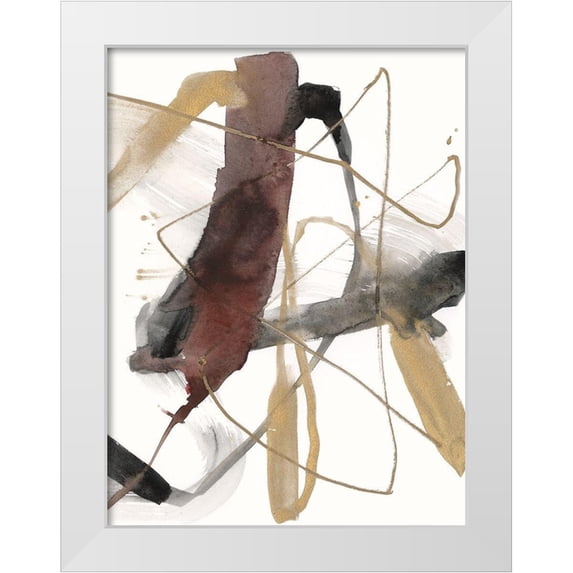 Goldberger, Jennifer 25x32 White Modern Wood Framed Museum Art Print Titled - Burgundy Interjection II