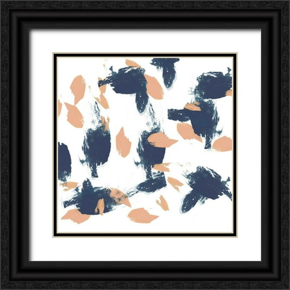 Goldberger, Jennifer 26x26 Black Ornate Wood Framed with Double Matting Museum Art Print Titled - Blueberry and Peach Strokes I