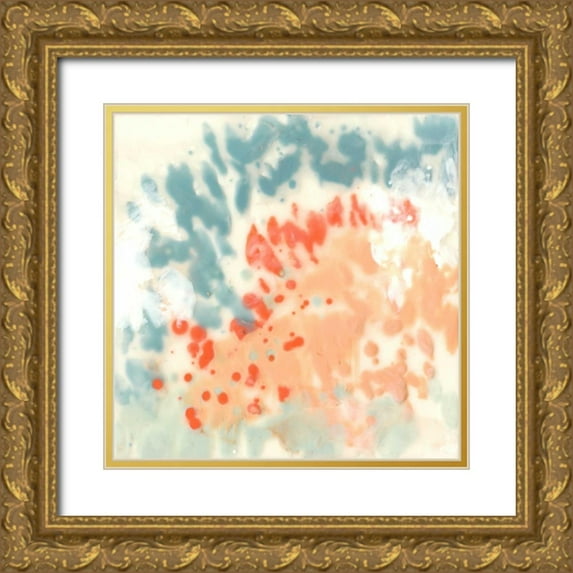 Goldberger, Jennifer 26x26 Gold Ornate Wood Framed with Double Matting Museum Art Print Titled - Blueberry and Coral Field I