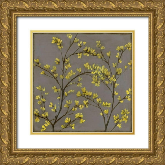 Goldberger, Jennifer 26x26 Gold Ornate Wood Framed with Double Matting Museum Art Print Titled - Forsythia II