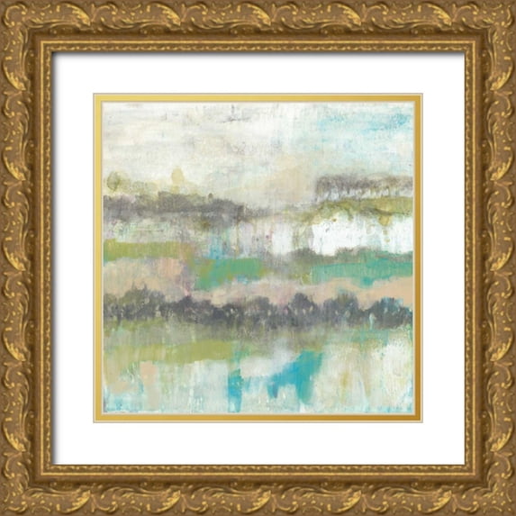 Goldberger, Jennifer 26x26 Gold Ornate Wood Framed with Double Matting Museum Art Print Titled - Fresh Landscape I