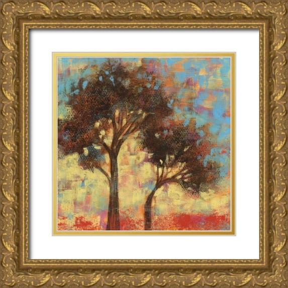 Goldberger, Jennifer 26x26 Gold Ornate Wood Framed with Double Matting Museum Art Print Titled - Kaleidoscope Trees II