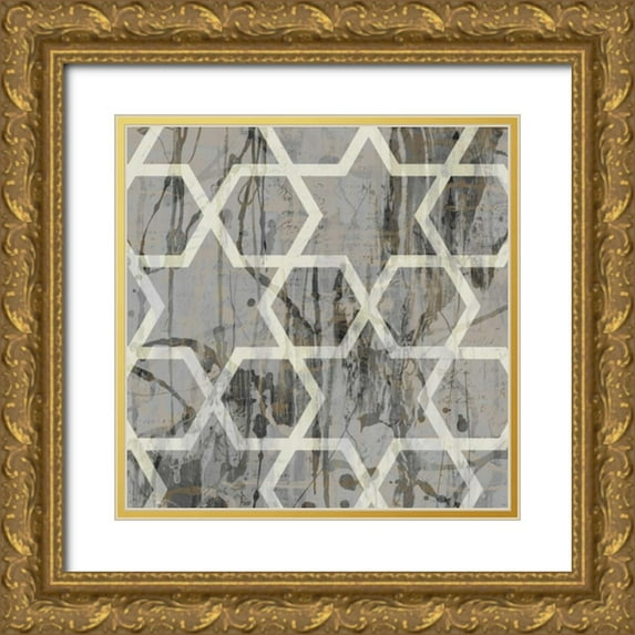Goldberger, Jennifer 26x26 Gold Ornate Wood Framed with Double Matting Museum Art Print Titled - Neutral Metric VII