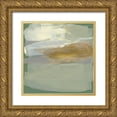 thumbnail image 1 of Goldberger, Jennifer 26x26 Gold Ornate Wood Framed with Double Matting Museum Art Print Titled - Sage and Gold Swipe II, 1 of 4
