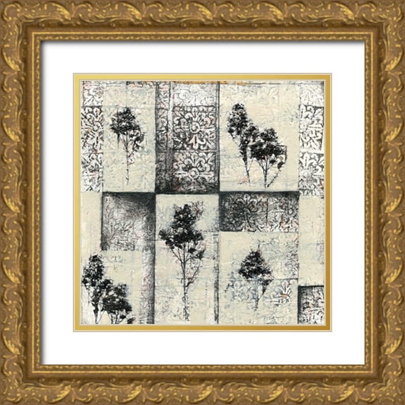 Goldberger, Jennifer 26x26 Gold Ornate Wood Framed with Double Matting Museum Art Print Titled - Toile Redone IV