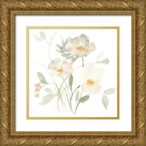 Goldberger, Jennifer 26x26 Gold Ornate Wood Framed with Double Matting Museum Art Print Titled - Whispering Petals II