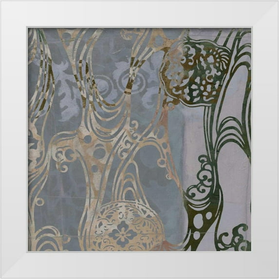 Goldberger, Jennifer 26x26 White Modern Wood Framed Museum Art Print Titled - Small Medallions and Damask I