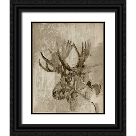Goldberger, Jennifer 26x32 Black Ornate Wood Framed with Double Matting Museum Art Print Titled - Sepia Moose