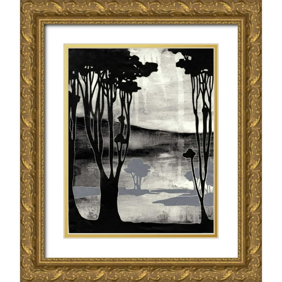 Goldberger, Jennifer 26x32 Gold Ornate Wood Framed with Double Matting Museum Art Print Titled - Nouveau Landscape II