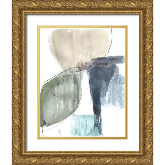 Goldberger, Jennifer 26x32 Gold Ornate Wood Framed with Double Matting Museum Art Print Titled - Verdant Divide I