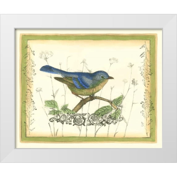 Goldberger, Jennifer 31x26 White Modern Wood Framed Museum Art Print Titled - Bird and Wildflowers II