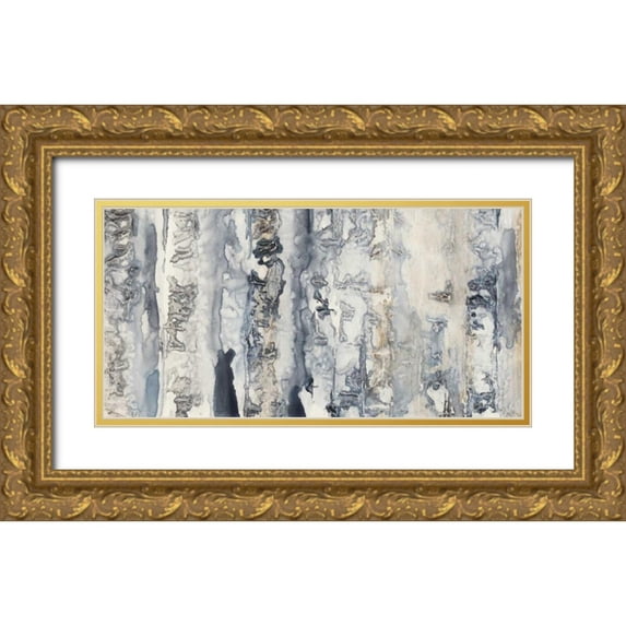 Goldberger, Jennifer 32x18 Gold Ornate Wood Framed with Double Matting Museum Art Print Titled - Neutral Strata II