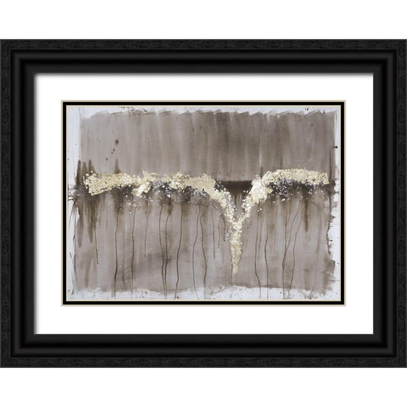 Goldberger, Jennifer 32x24 Black Ornate Wood Framed with Double Matting Museum Art Print Titled - Champagne and Gold Falls