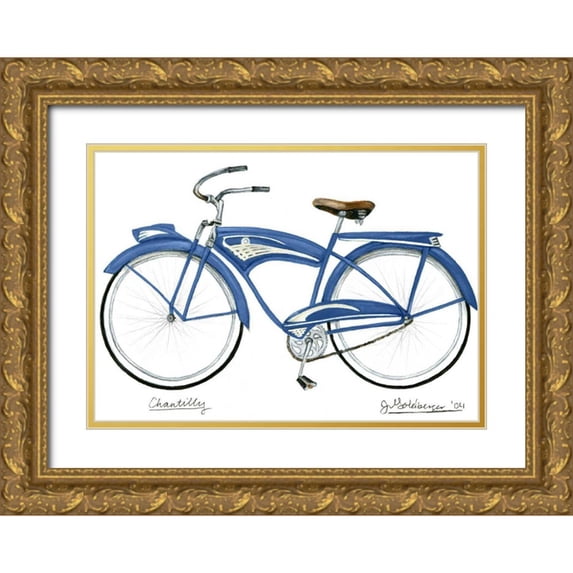 Goldberger, Jennifer 32x24 Gold Ornate Wood Framed with Double Matting Museum Art Print Titled - Blue Chantilly