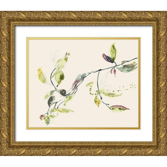 Goldberger, Jennifer 32x26 Gold Ornate Wood Framed with Double Matting Museum Art Print Titled - Leaf Branch I
