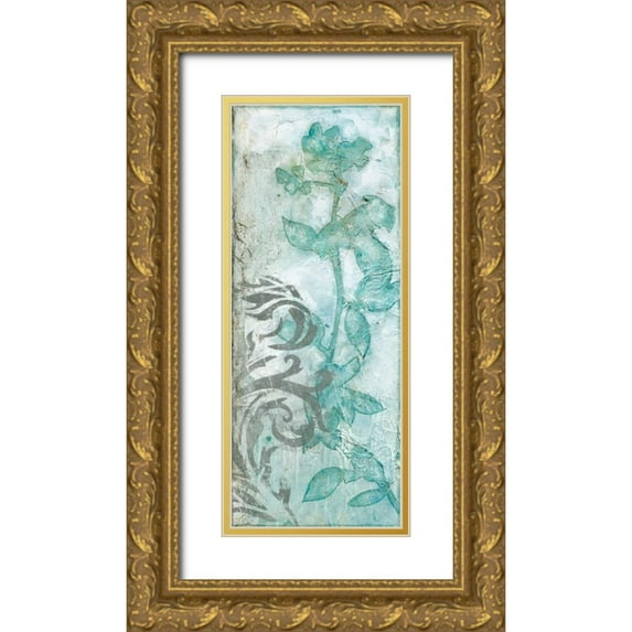 Goldberger, Jennifer 8x14 Gold Ornate Wood Framed with Double Matting Museum Art Print Titled - Flower Spray IV