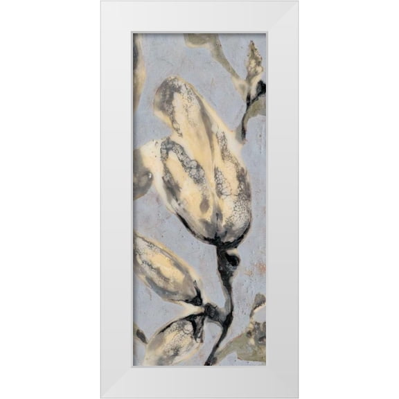 Goldberger, Jennifer 8x14 White Modern Wood Framed Museum Art Print Titled - Flower Bud Triptych III