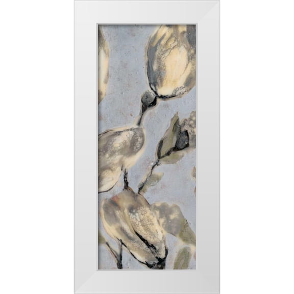 Goldberger, Jennifer 8x14 White Modern Wood Framed Museum Art Print Titled - Flower Bud Triptych II