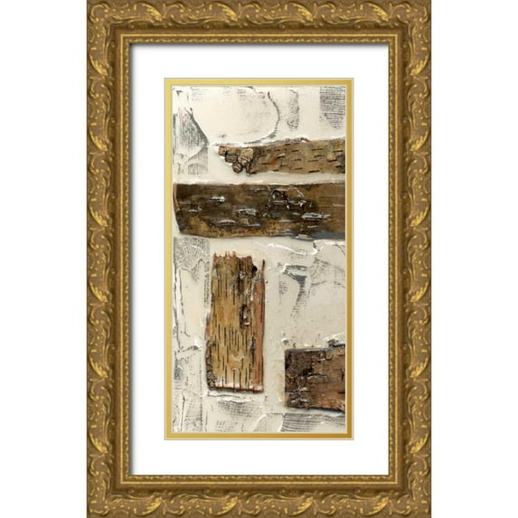 Goldberger, Jennifer 9x14 Gold Ornate Wood Framed with Double Matting Museum Art Print Titled - Birch Bark Abstract I