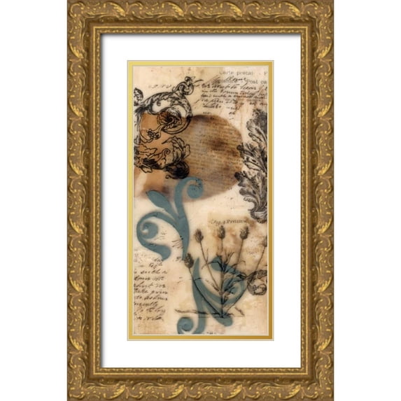 Goldberger, Jennifer 9x14 Gold Ornate Wood Framed with Double Matting Museum Art Print Titled - Encaustic Ephemera I