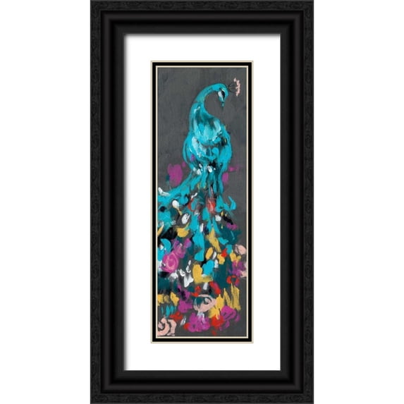 Goldberger, Jennifer 9x18 Black Ornate Wood Framed with Double Matting Museum Art Print Titled - Flower Feathers I