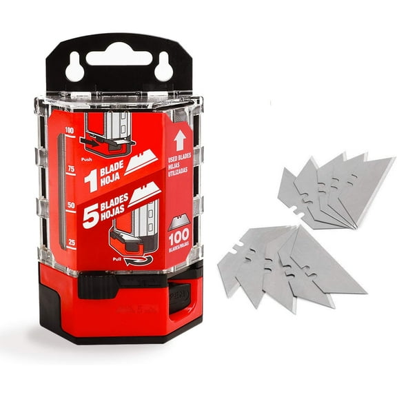 Goldblatt 100-Pack Utility Blades Premium Tempered SK2M Steel with Dispenser (G08283)