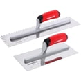 thumbnail image 1 of Goldblatt 2-Piece Notch Trowel Set, 1/8"X1/8" Square & 1/4"X1/4" Square, Made of Premium Stainless Steel with Soft Grip Handle, Perfect for Masonry Tile Work, 1 of 6