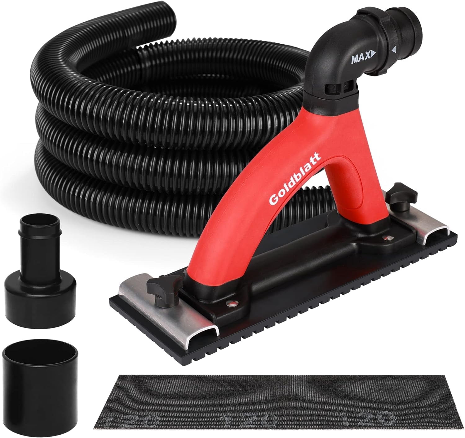 Goldblatt Dust Free Hand Sander, Dustless Drywall Vacuum Sander, with 6 ...