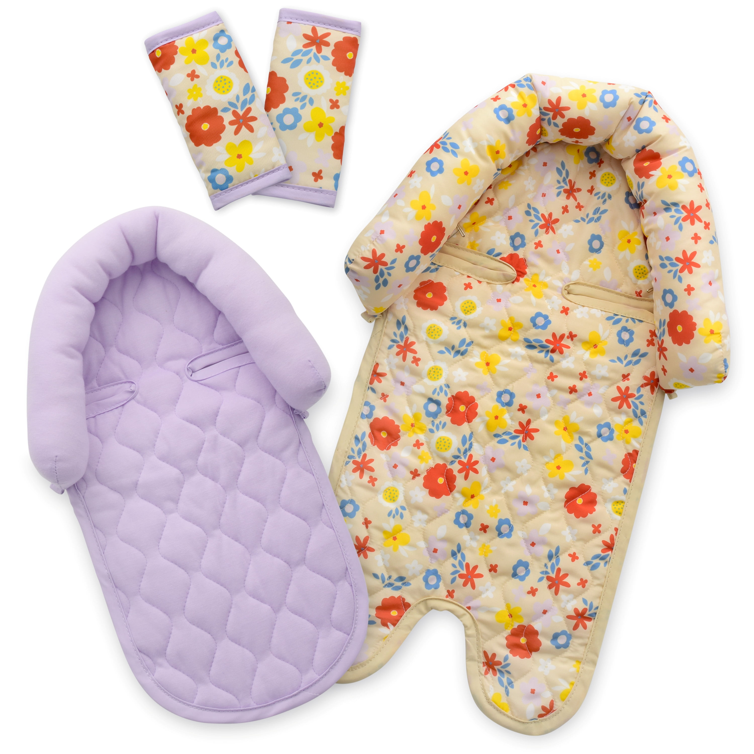 Goldbug Girl's Duo Head Support and Strap Cover Set Floral