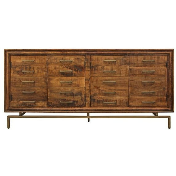 Goldbust Solid Wood 4 Door Sideboard in Brown