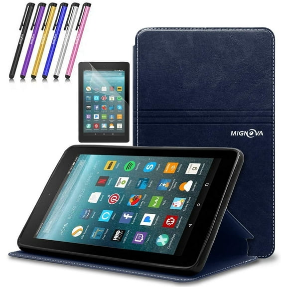 Goldcherry for Amazon Fire 7 Case,Flip Folio Wallet Case Multi-Angle Viewing Stand Cover Packet Auto Sleep/Wake for Amazon Kindle Fire 7 inch Display Tablet (7th Generation-2017 Release Only)(Blue)