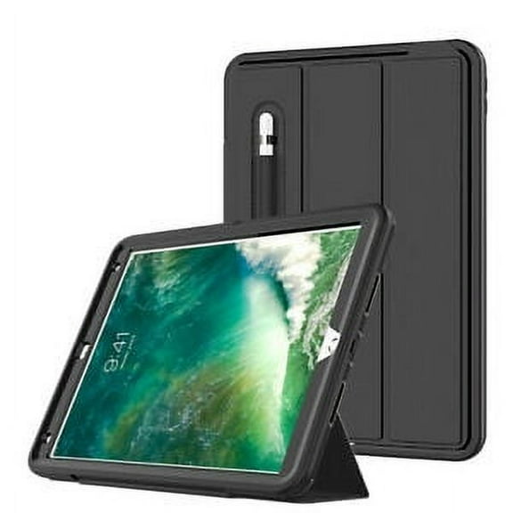 Goldcherry Case for iPad Air 10.5" (3rd Gen) 2019 / iPad Pro 10.5" 2017 Heavy Duty Full Body Rugged Protective Case with Auto Sleep/Wake Up Stand Folio & Three Layer Design(Black)