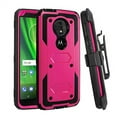 thumbnail image 1 of Goldcherry For Moto G6 Play Case,Moto E5 Case,Heavy Duty Full Body Shockproof Protective Hard Shell Cover with Swivel Belt Clip Kickstand Case Cover for Moto G6 Play (Pink), 1 of 7