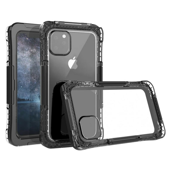 Goldcherry For iPhone 11 Pro Waterproof Clear Case,Rugged Bumper Full-Body Heavy Duty Protection Phone Case Clear Cover for Apple iPhone 11 Pro 5.8 inches 2019(Black)