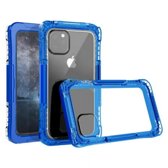 Goldcherry For iPhone 11 Pro Waterproof Clear Case,Rugged Bumper Full-Body Heavy Duty Protection Phone Case Clear Cover for Apple iPhone 11 Pro 6.1 inches 2019(Blue)