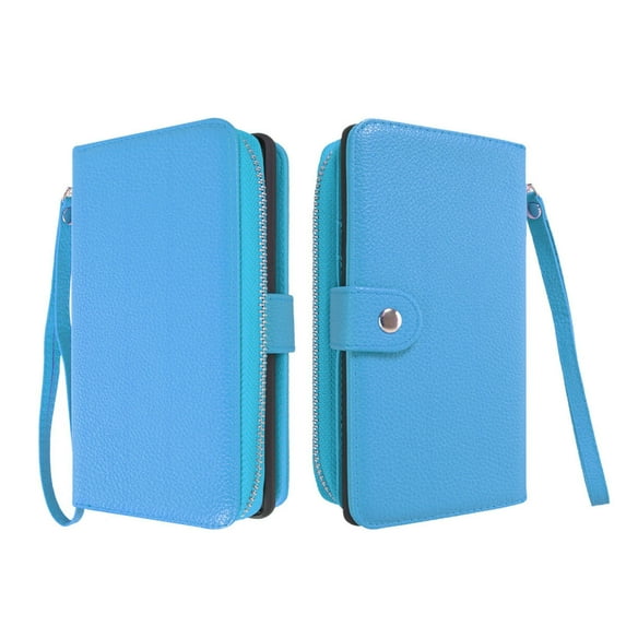 Goldcherry For iphone Xs 5.8 inch Case,iPhone X Wallet Case,Detachable Magnetic Flip Purse with Wrist Strap and Card Slots Holder Protective Cover for Apple iPhone X / Xs 5.8" (Blue)