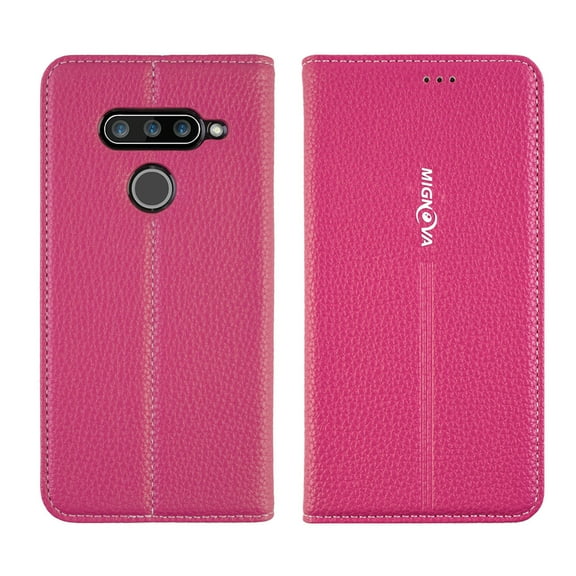 Goldcherry for LG V40 ThinQ Case Folio Flip Wallet Case,PU Leather Credit Card Holder Slots Full Body Protection Kickstand Protective Phone Cover for LGV40 Storm V 40 Thin Q V40 ThinQ (Pink)