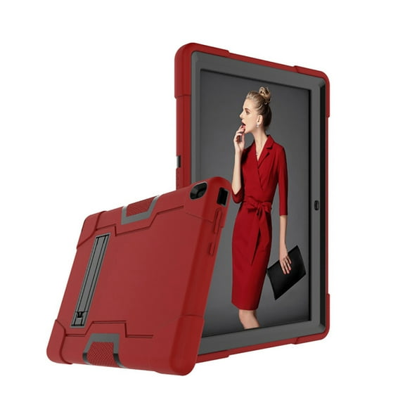 Goldcherry Lenovo Tab E10 10.1 Inch Case, Hybrid Heavy Duty Defender Shockproof Protective with Built-in Kickstand for Lenovo Tab E10 (TB-X104F) 10.1 Inch 2018(Red+Black)