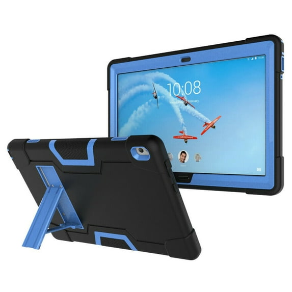 Goldcherry For Lenovo Tab P10 10.1 Case 2018 Released Shockproof With KickStand Case Heavy Duty Protective Cover Shell For Lenovo Tab P10 TB-X705F TB-X705L 10.1 Inch Tablet(Black+Blue)