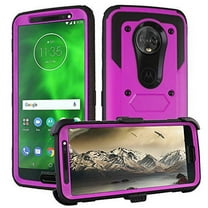Goldcherry For Motorola Moto G6 Case 2018,Triple Protection Heavy Duty Rugged Shockproof Full Body Protective Case with Belt Rotating Clip & Kickstand & Protector for Moto G6 (Purple)