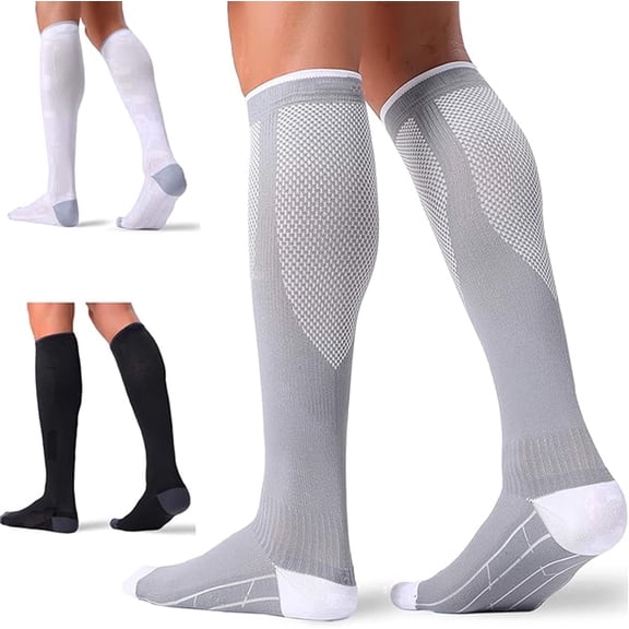 Goldeer Compression Socks for Women & Men 20-30 mmHg Knee High, 3 Pairs Graduated Support for Leg Pain Relief & Circulation, All-Day Comfort for Work, Travel & Running