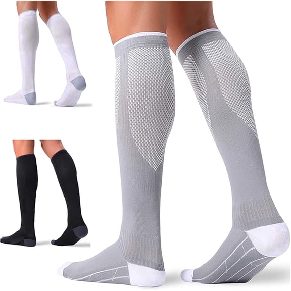 Goldeer Compression Socks for Women & Men 20-30 mmHg Knee High, 3 Pairs Graduated Support for Leg Pain Relief & Circulation, All-Day Comfort for Work, Travel & Running