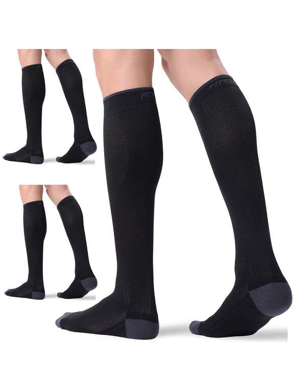 Compression Socks for Women & Men 20-30 mmHg Knee High, 3 Pairs Graduated Support for Leg Pain Relief & Circulation, All-Day Comfort for Work, Travel & Running