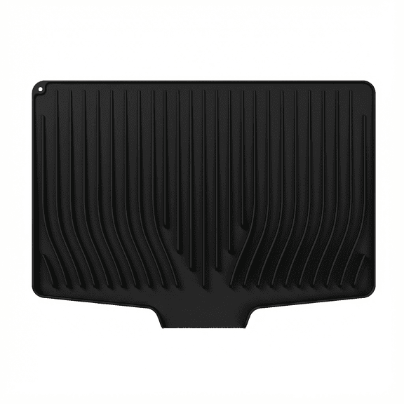 Goldeer Silicone Dish Drying Mat for Kitchen Counter, Dish Drying Pad, Non-Slip Drain Pad with Built-in Drain, Heat Resistant 14x19" Black